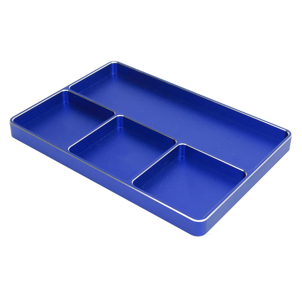 RC Repair Screw Tray 4 Grids Aluminum Alloy Screw Tray with Magnetic Pad for 1/10 1/8 RC Car RC Airplanes