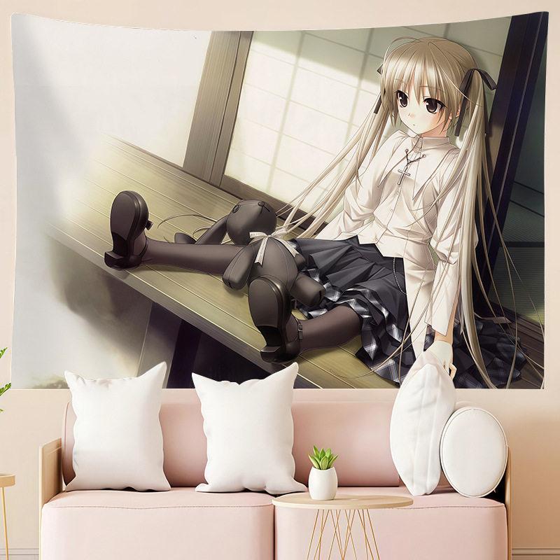 Japanese Anime Girl Cartoon Print Tapestry Wall Hanging For Bedroom Room Decor Aesthetic Background Cloth