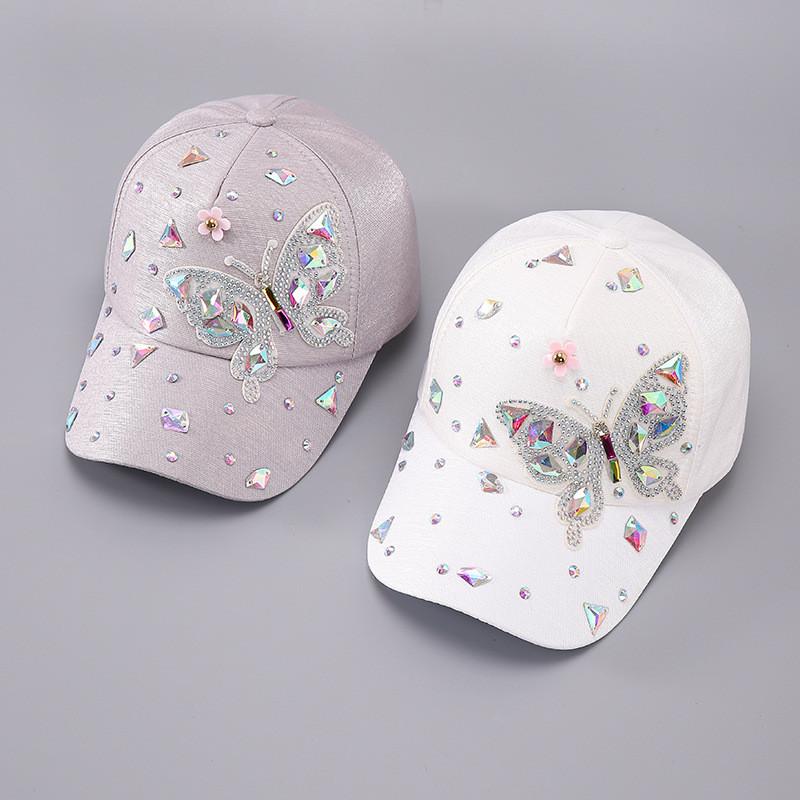 Butterfly Glitter Baseball Cap With Adjustable Strap For Fashionable Women 2024