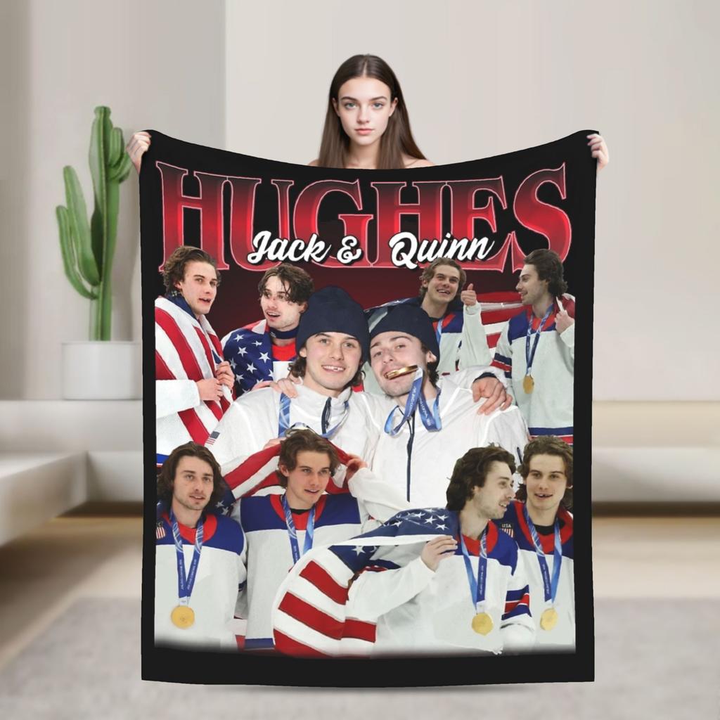 Jack Hughes USA Goldmedaille Hockey Decke Flanell Textil Dekor Multifunktionale Warme Überwurfdecke für Bettwäsche Auto Tagesdecke