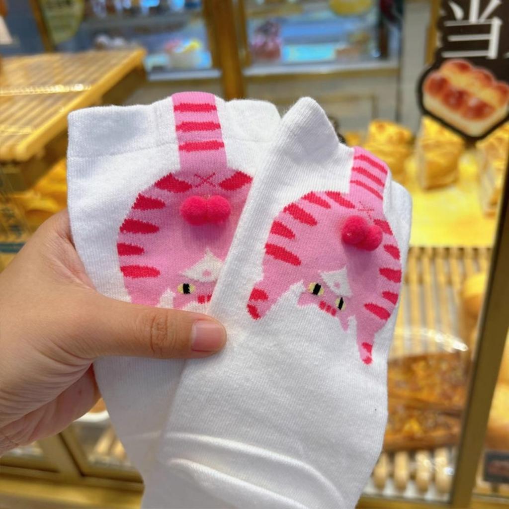 Socks Unisex Cotton Medium Socks ComfortableCartoon Cat Egg Socks Cute And Funny