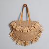 Sommer neue Strandurlaub gewebte Damen Tasche Schulter rund Fransen Rattan große Kapazität Strohtasche