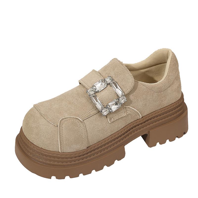 2025 Autumn and Winter New Versatile Round Head Temperament Platform Versatile College Loafers Women's Small Leather Shoes Women's Single Shoes