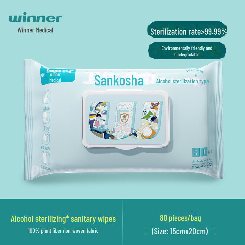 Winner Tragbare Desinfektions-Feuchttücher mit 75 % Alkohol