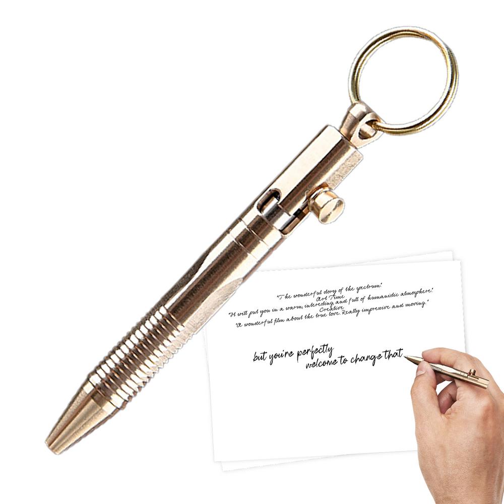 Брелок Ручка Шариковая Портативная Латунная Шариковая Ручка Плавное Письмо Мини Брелок Ручка Для Родственников Партнеров Клиентов золотой
