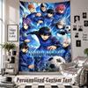 Wall Hanging Tapestry With Custom Name & Text, Blue Lock Decorative Tapestry For Bedroom