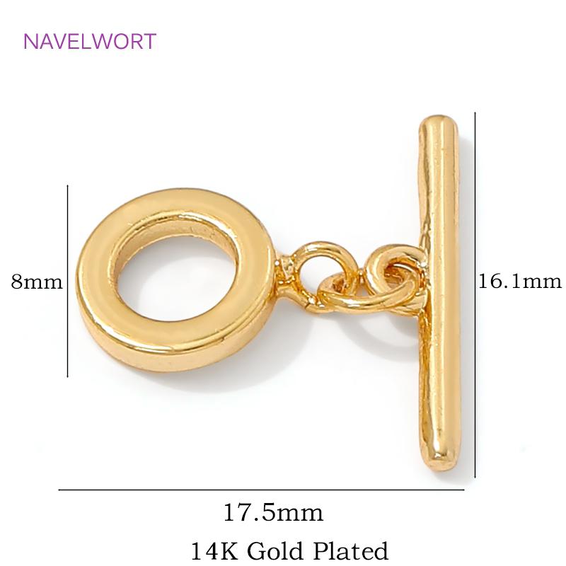 

2/4/6Pcs 14K Gold Plated Brass End Beads Toggle Clasp For Jewelry Making,Round OT Clasp For Bracelet,DIY Jewelry Findings 2 pieces