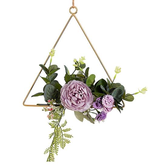 Yousheng Floral Hoop Wreath, Metal Wall Hanging with Flower Decor, Durable Wear-Resistant Floral Hoop Wreath, for Garden Balcony Windowsill