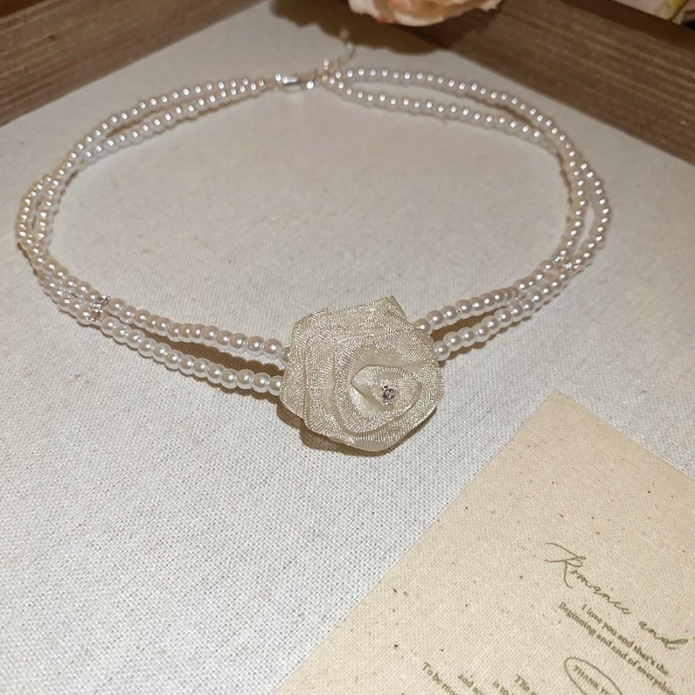 Jewelry Accessories Korean Style Choker Mesh Rose Pearl Clavicle Chain  Girls Party