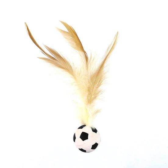1 Pc/3 Pcs Interactive Feather Ball Toy Mini Bouncy Basketball Soccer Baseball with Feather Pet Training Catcher Toy for Indoor Cats
