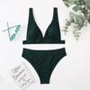 European and American High-waisted Bikini Small Pit Strip Swimsuit Women's Solid Color Sexy Split Swimsuit
