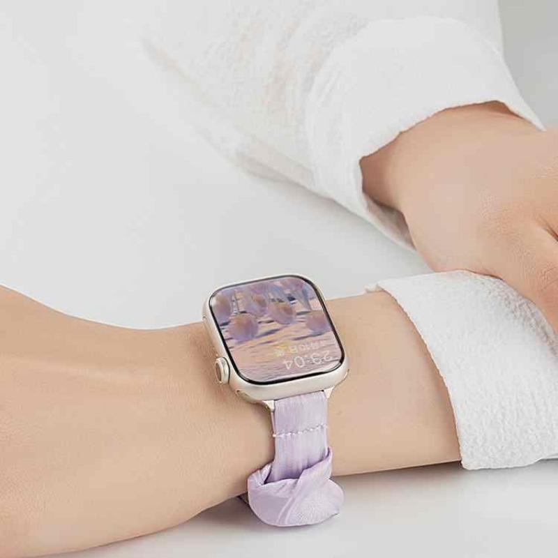 INS Chiffon Ice Silk Elastic Scrunchie Strap For Samsung Galaxy Fit3 SM-R390 Slim Girl Band Loop Bracelet For Galaxy Fit 3