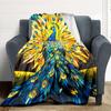 1pc Peacock StainedGlass Lightweight Flannel Blanket, Comfortable and Warm Blanket, for Office and Camping Sofa Bed, Livingroom082