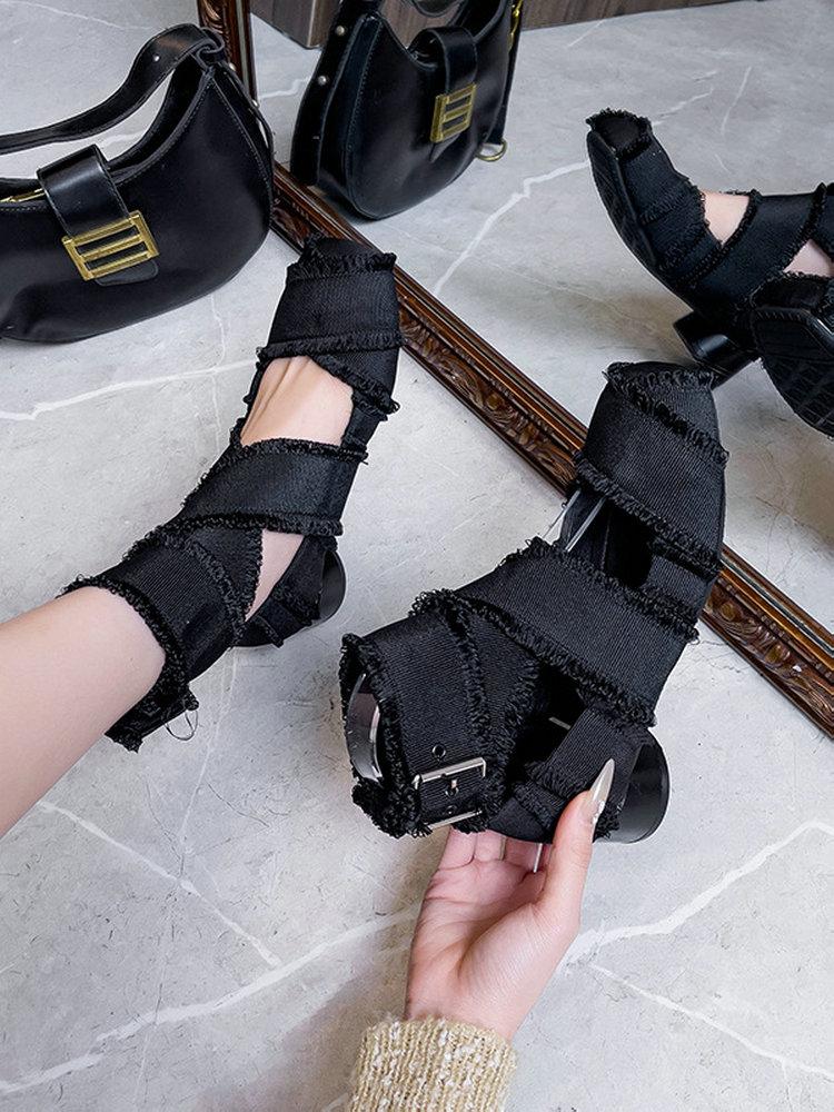 Fashion French-Style Thick-Heeled Laced Belt Buckle Tassel Ballet Single Shoes For Women To Wear Retro Mary Jane Shoes