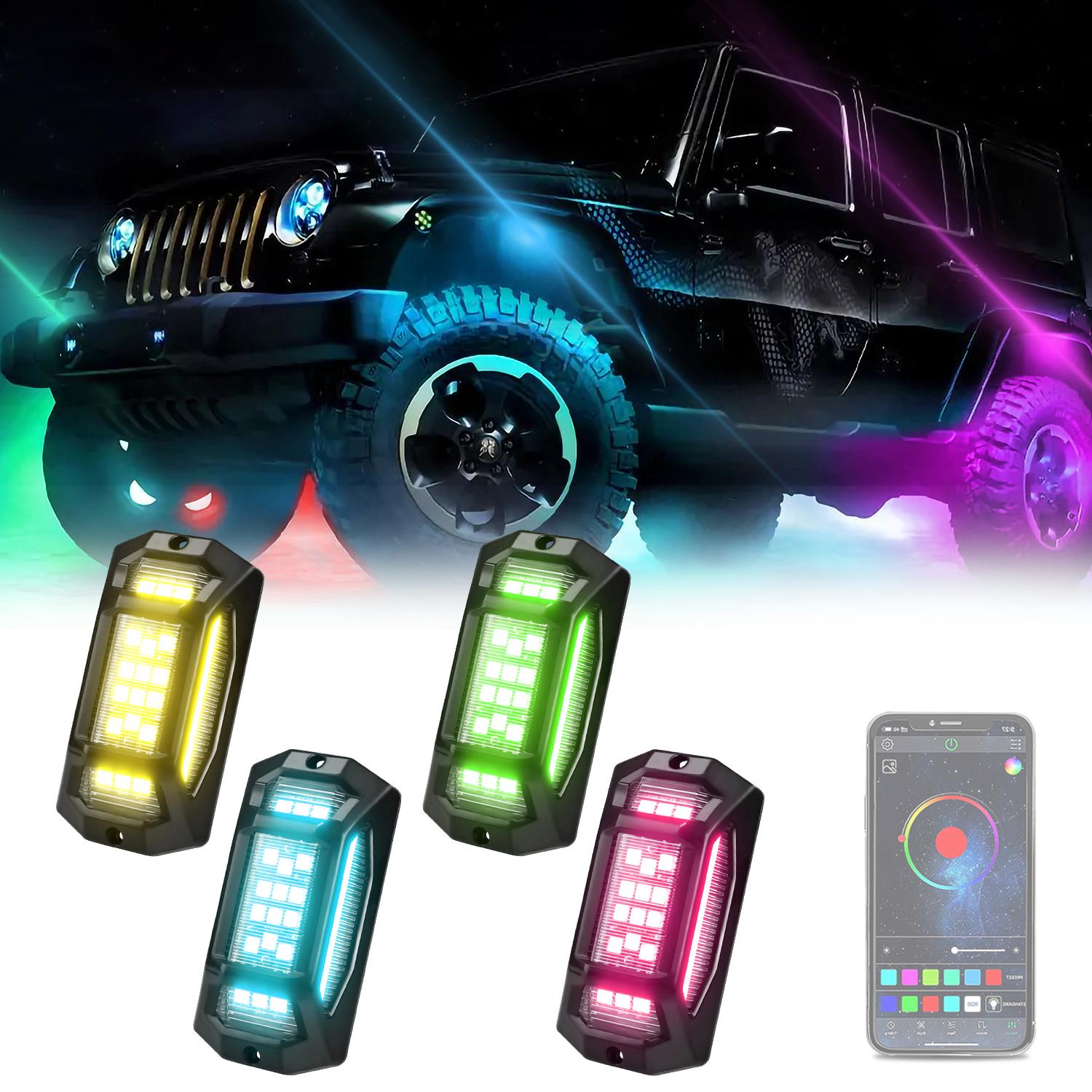 

G6 4 In 1 LED Car Underglow Lights RGB Rock Lights Music Sync Atmosphere Lamp for Off Road Vehicles Type A