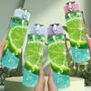 1PC Fresh Lime Slice Ice Water Print 750ml Color Plastic Sports Water Bottle Leakproof Flip Straw Lid Suitable for Sports Office Home Use