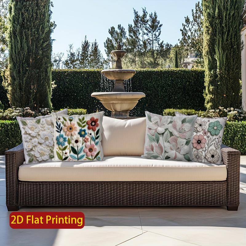2D Floral Embroidered Pattern Pillowcases For Home Pattern Cushion Cover Suitable For Sofa Bedroom Car Pillow Cover