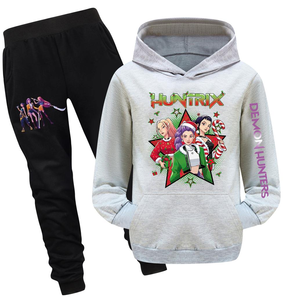 Children's Hooded Top And Pants Two-piece Tracksuit Set Long-sleeved Printed Sweatshirt Set