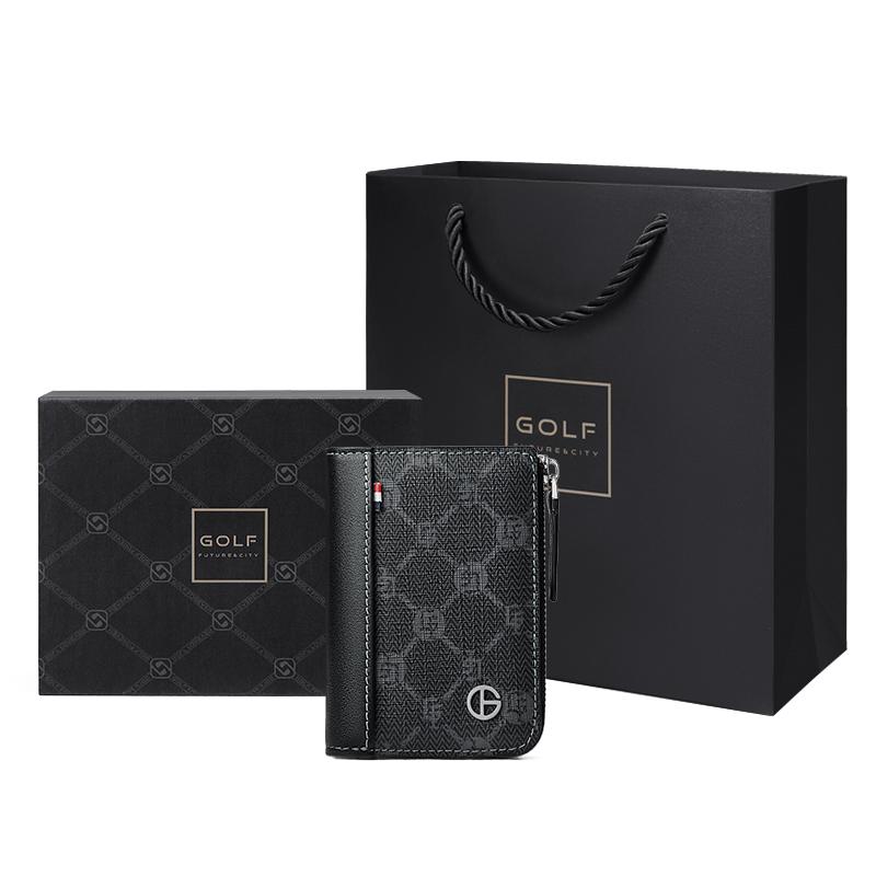 New GOLF With Cow Leather Wallet, Coin Purse, Document Bag, Accordion Card Holder Trumpets Men's Black Q261959
