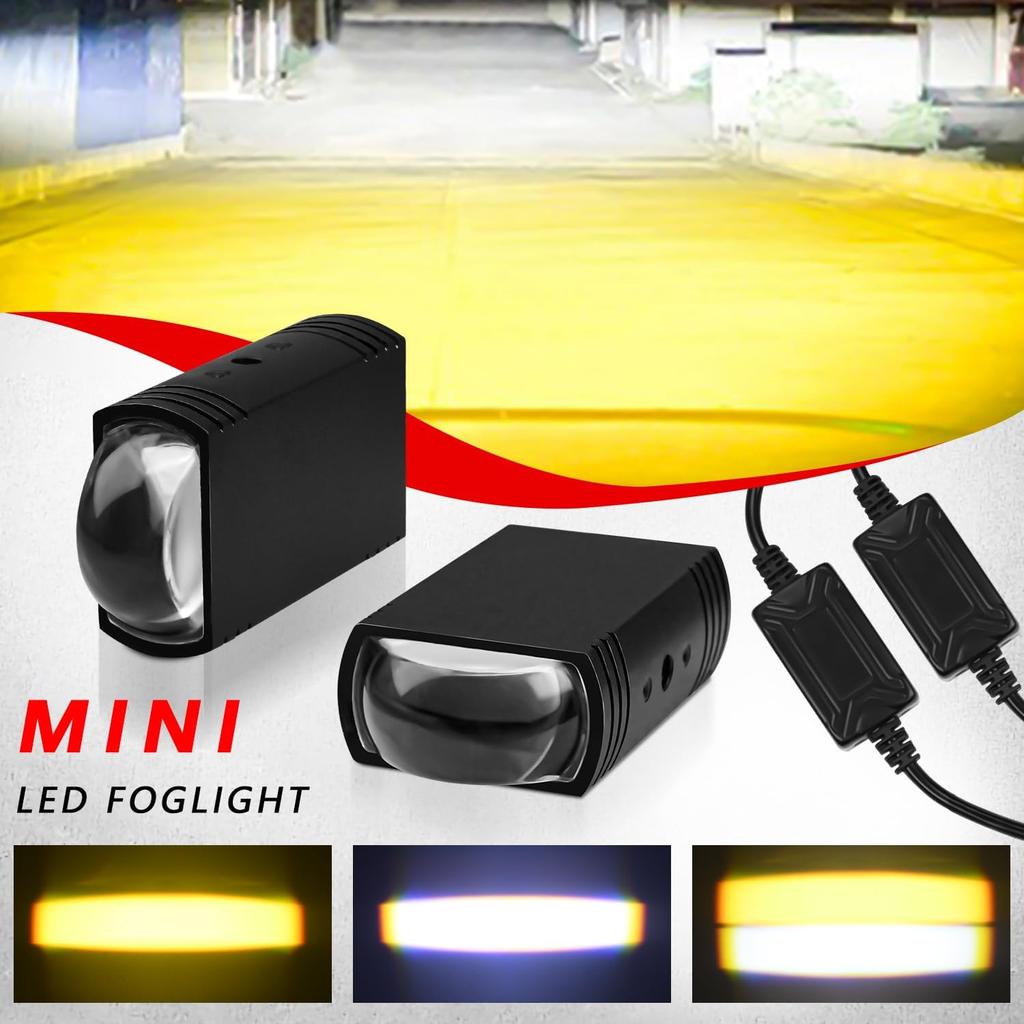 Motorcycle Driving Lights Double Color Lights White/Amber 3 Modes Hi/Lo Beam Sport Front Grille LED Lights with Lens Waterproof for SUV ATV Bike UTV
