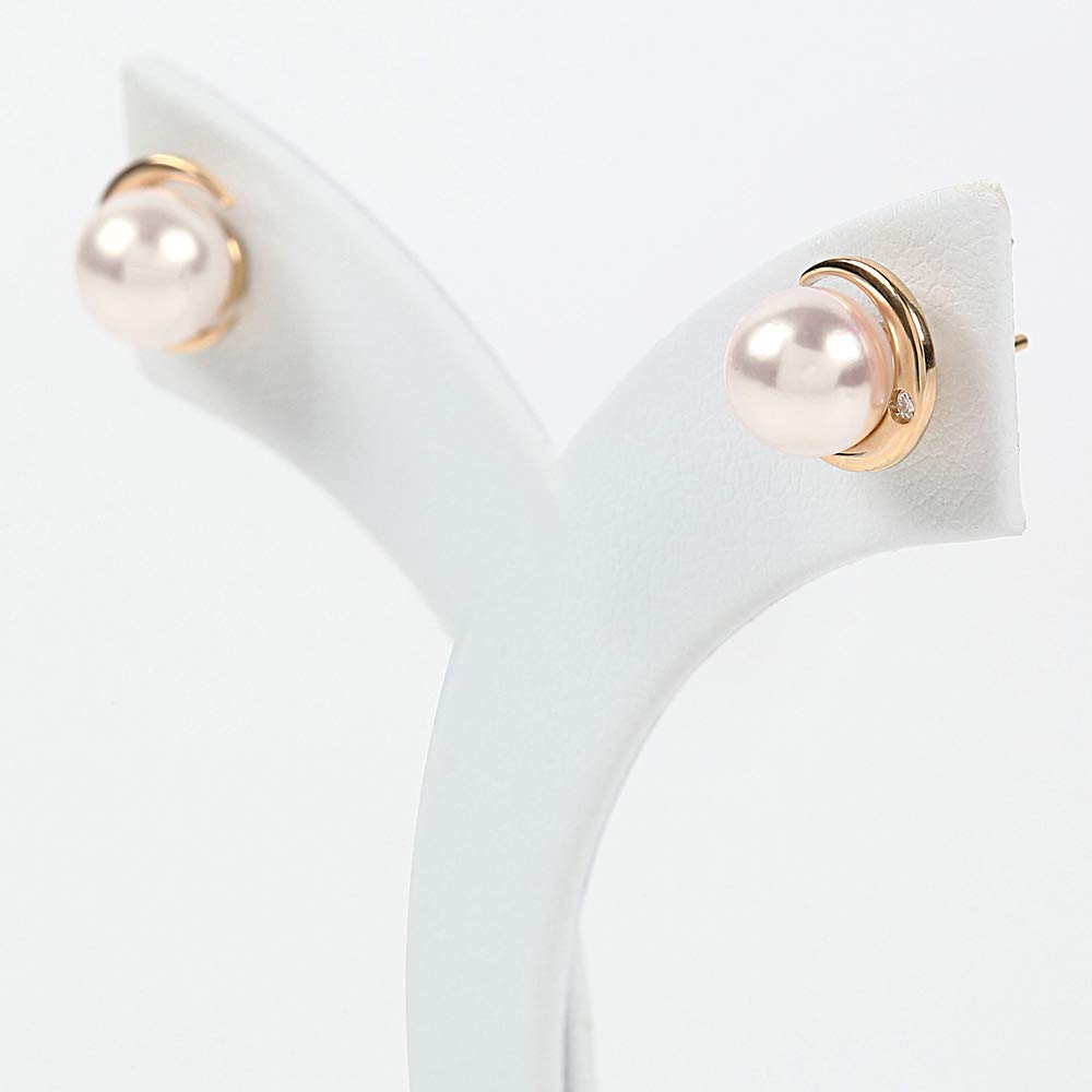 Crescent Moon perleøredobber K18 perlediamantøreringer dame [gaveinnpakket]