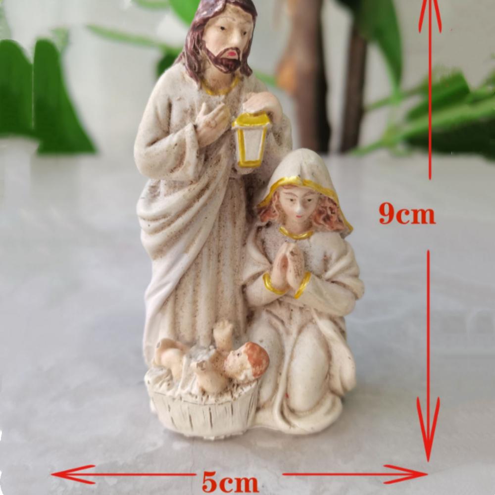 Nativity Scene Statue Tabletop Scenes Resin Holy Family Statue Catholic Figurine Handicrafts Sculpture Thanksgiving Decoration