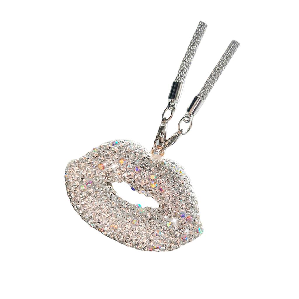Elegant Lip Crystal Car Hanging Ornament Fashionable Rear Mirror Pendant Stylish Rear View Mirror Decors for Women
