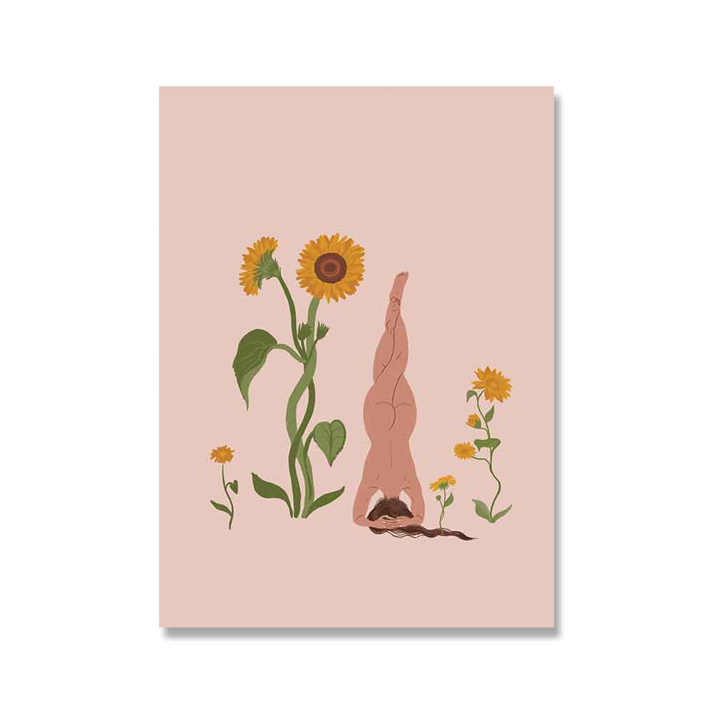 

Бохо Йога Женщины Солнце Лист Цветок Винтаж Абстрактное Ботаническое Настенное Искусство Холст Картины Плакаты Печать Картины Для Декора Гостиной 21x30cm No Framed