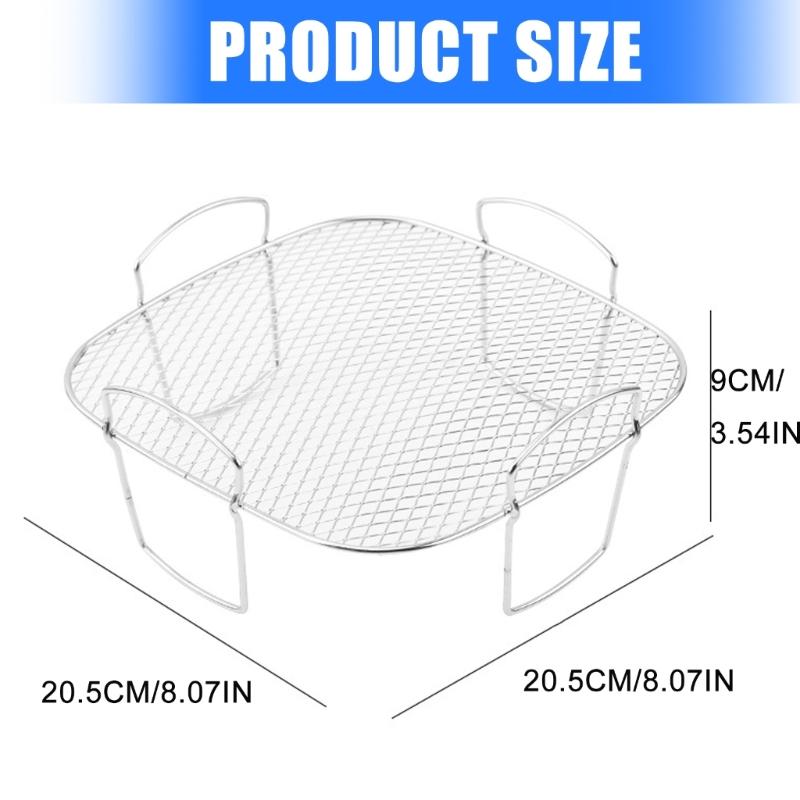 304 Stainless Steel Square Air Fryers Basket Insert Dishwasher Safe Grill Rack For Cooking Baking And Food Dehydration
