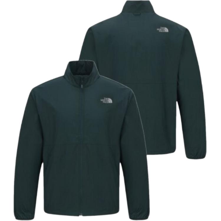 The North Face Solid Color Slim Fit Stand Collar Zip Long Sleeve Jacket Men Jackets Deep-Water-Green NJ3LR02D