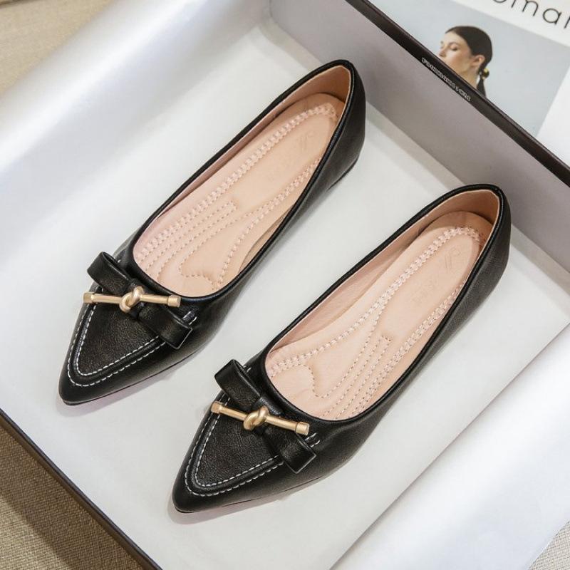 

Французские остроносые балетки женские 2025 новая весна и лето женская обувь неглубокий вырез женские туфли мягкая подошва четыре сезона туфли-лодочки одинарные туфли 35 чёрный