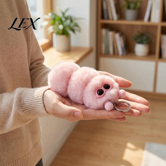 Sunglasses Caterpillar Keyring Plush Keychain, Stuffed Pendant for Decorative Backpack Ornament Bags & Car Keys, Purse Accessory