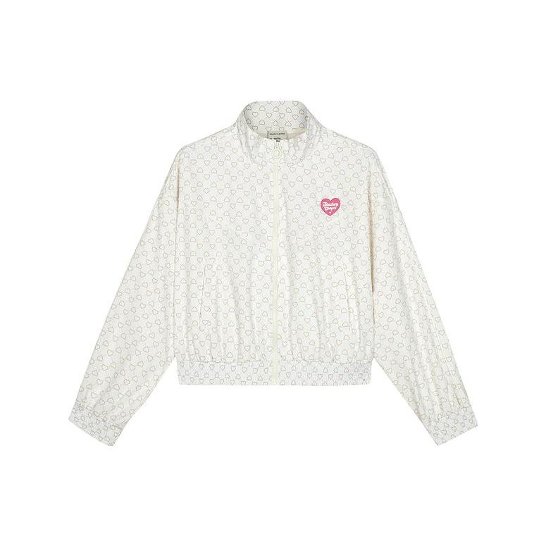 Skechers Heart Print Batwing Sleeve Windbreaker Women outerwear White L223W081-030Z S