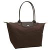 Longchamp Le Pliage Green borsa a sacchetto con finiture argentate in nylon borsa a tracolla portatile da donna colore moka 1899919002