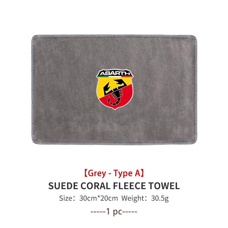 For Abarth Microfiber Towel Car Drying Towel Auto Plush Wash Towel Car Cleaning FR FIAT 500 Doblo Tipo Panda Ducato Punto Stilo