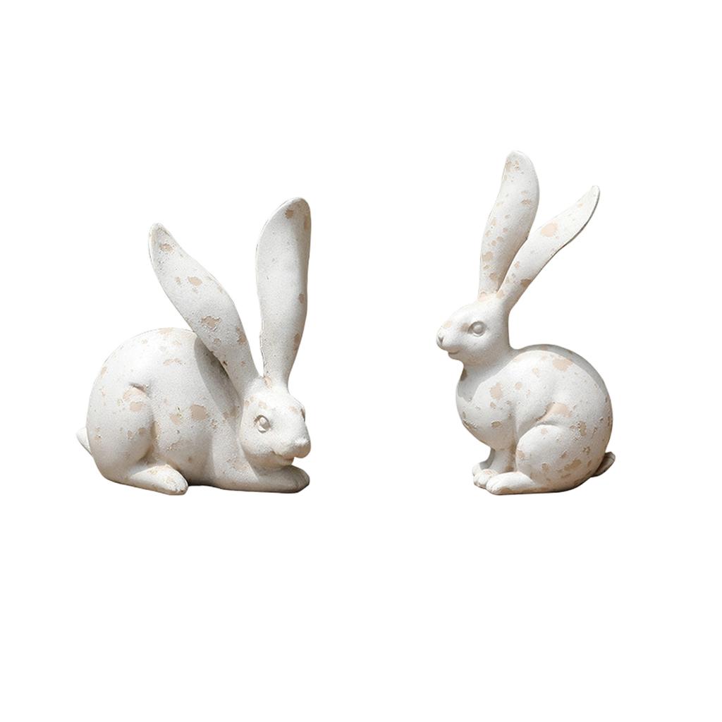 Resin Easter Bunny Simulation Animal Sculpture Ornament Retro Tale Gift
