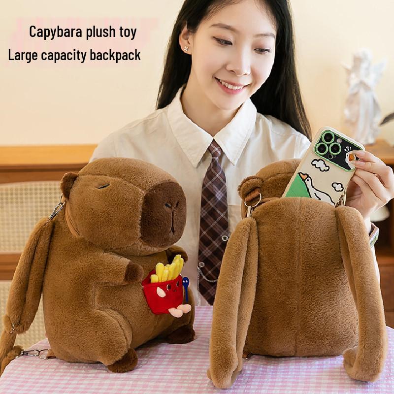 

Capybara Plush Toy Backpack - Cute & Funny Animal Furry Bag 35cm Casual Dual Backpack