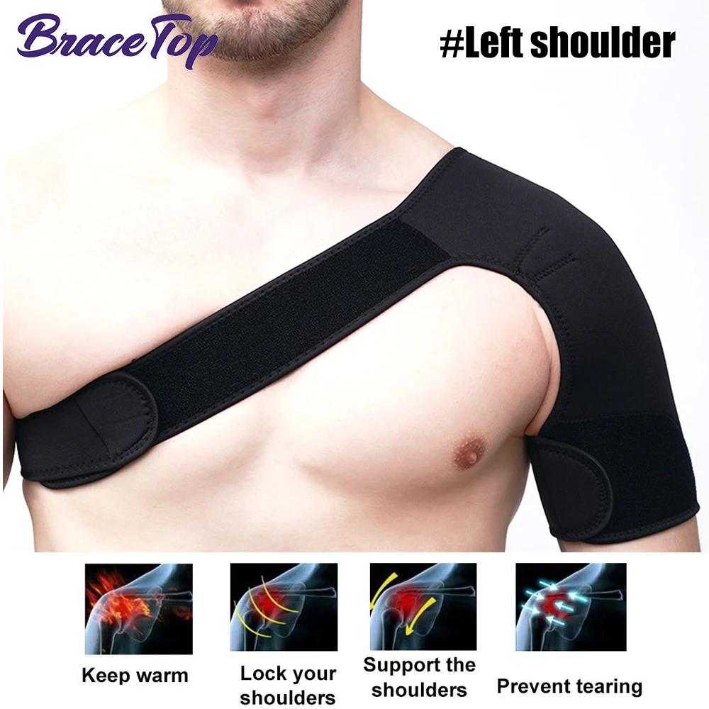 

Bracetop Sports Gym Adjustable Single Upper Back Care Back Area Brace Guard Strap Wrap Belt Band Pads Black Bandage Suitable For Men and Women L
