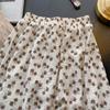 Women's Vintage Brown Floral Print High Waist A Line Skirt