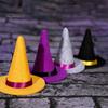 Handmade Ribbon Witch Hat Crafts 2 Pcs Mini Felt Hats, Cute Tiny Wizard Wine Halloween Decorations Bottle Topper for Party Favors, DIY Crafts,