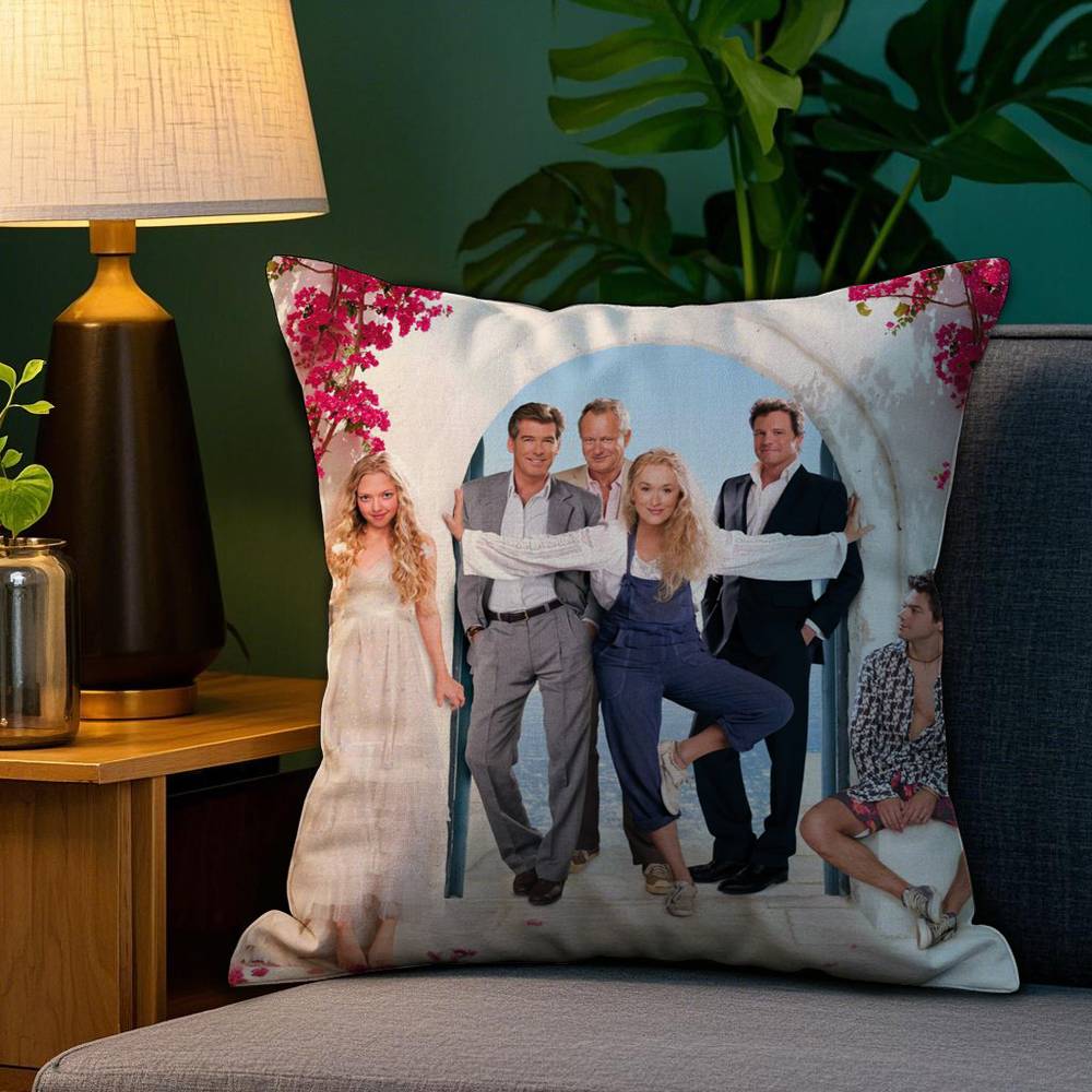 Povlak na polštář z filmu Pohovka Obývací pokoj Ložnice Oboustranný tisk M-Mamma Mia Čtvercový polštář Polštář na zdřímnutí