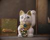 Lucky Cat Jewelry Cat Multicolor Left Paw Raised Ceramic Lucky Cat Auspicious Feng Shui Ornament (M-SIZE White) / _ Maneki-neko (jwc_M White)