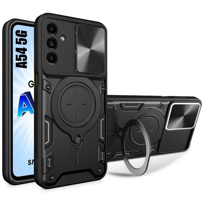 Coque de protection - BOOLING - Samsung Galaxy A54 5G - Antichoc - Support magnétique - Caméra coulissante