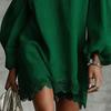 Women Off One Shoulder Loose Mini Dress, Batwing Long Sleeve Lace Trim Club Party Cocktail Dress, Summer Vacation Wedding Guest Dress