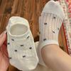 Bow Mesh Boat Socks Women'S Cotton Breathable Summer Thin Low-Top Shallow-Mouth Socks Non-Slip And Non-Slip Women'S Socks