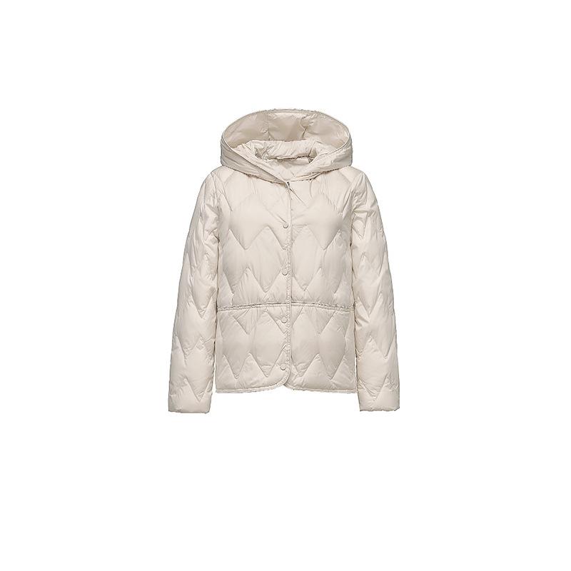 White Duck Down Light and Thin Hooded Down Jacket Women's Short Winter New Design Pressure Glue Warm Top Jacket