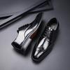 2024 Men's Carved Brogue Leather Derby Shoes: Formal, Lace-Up, Pointed Toe, Youth Style.