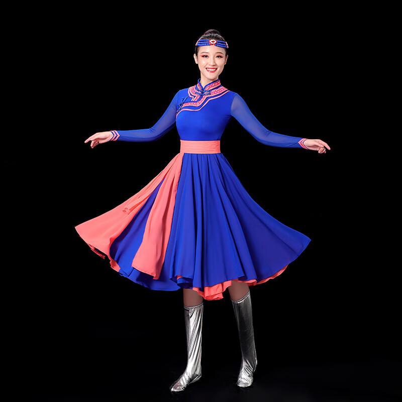 Mongolian Ethnic Performance Dance Dress for Women S