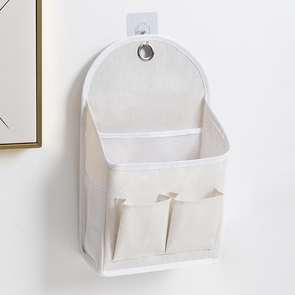 Wandmontierte platzsparende Aufbewahrungstasche, geeignet für Badezimmer, Schlafzimmer, Wohnheim, mit mehreren Fächern und Leinen-Baumwollmaterial