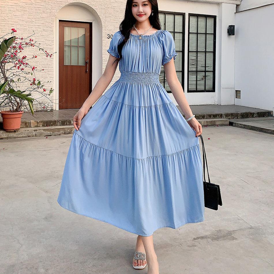 Off-Shoulder One-Neck Cotton Silk Dress Children's Summer Dress Bohemian Island Vacation Dress Travel Beach Dress